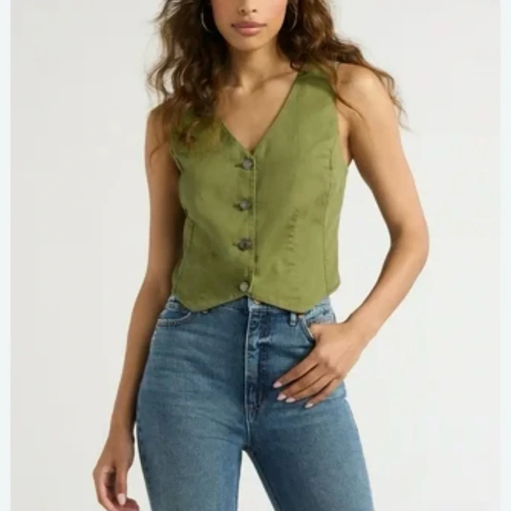 Sofia Jeans Green Twill Vest Large - Picture 1 of 7